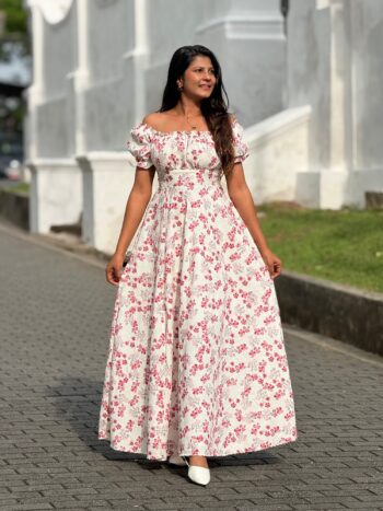 Red Floral Long Frock